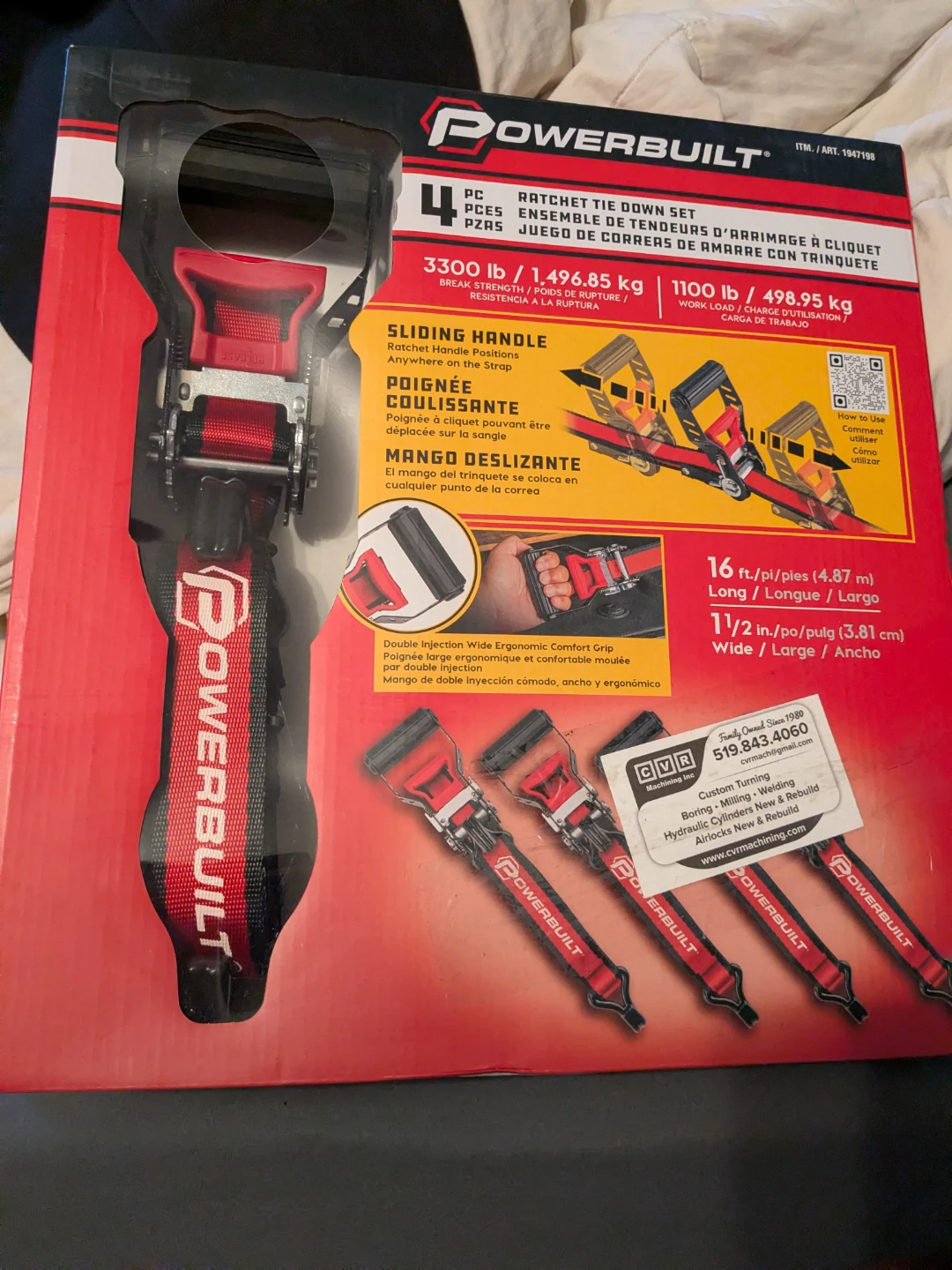 Powerbuilt 4 Pc Ratchet Tie Down Set