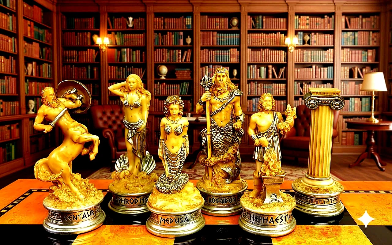 Greek Mythology Olympus Gods Zeus vs Poseidon Chess Pieces - photo 3