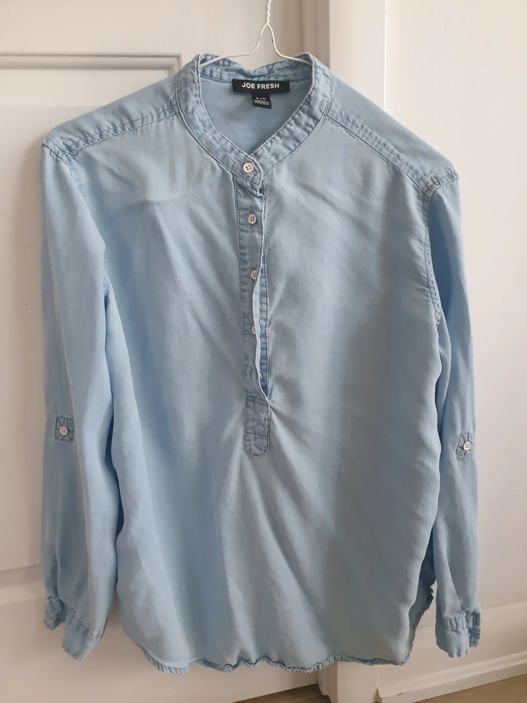 Joe Fresh Light Blue Polka Dot Button-Up Shirt