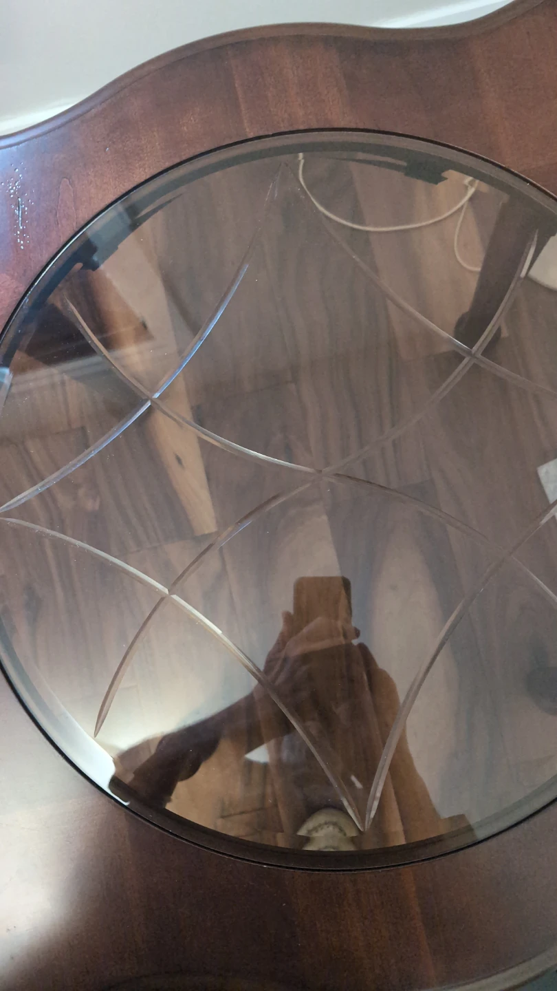 Vintage Wood and Glass Accent Table pair - photo 3