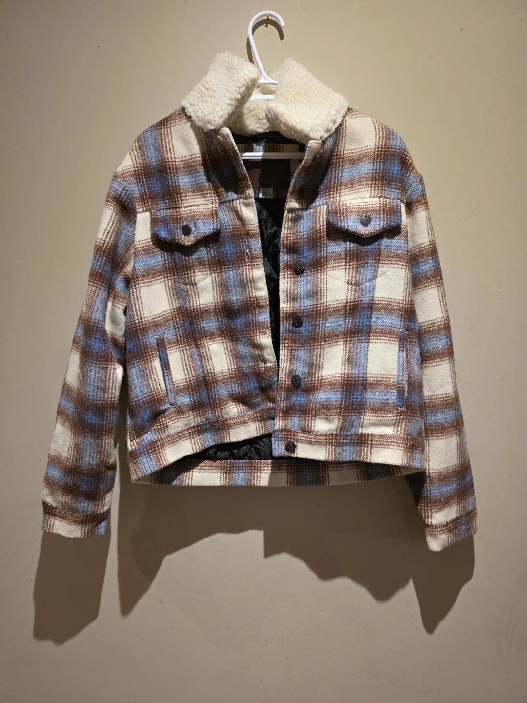 Lucky Brand Plaid Sherpa Collar Jacket