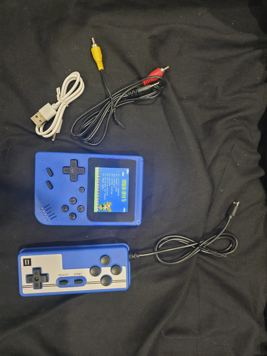 Blue 500-in-1 Handheld Retro Game Console with Controller