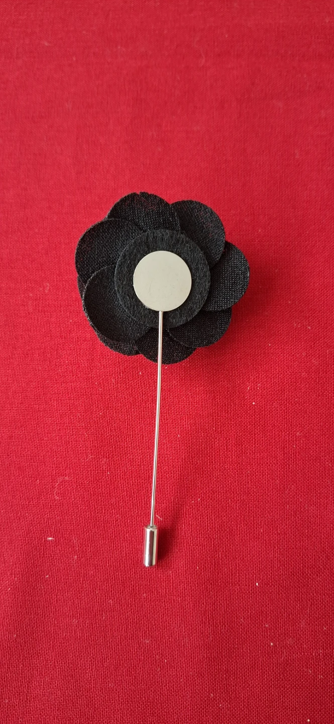 Black Fabric Rose Lapel Pin with Box - photo 2