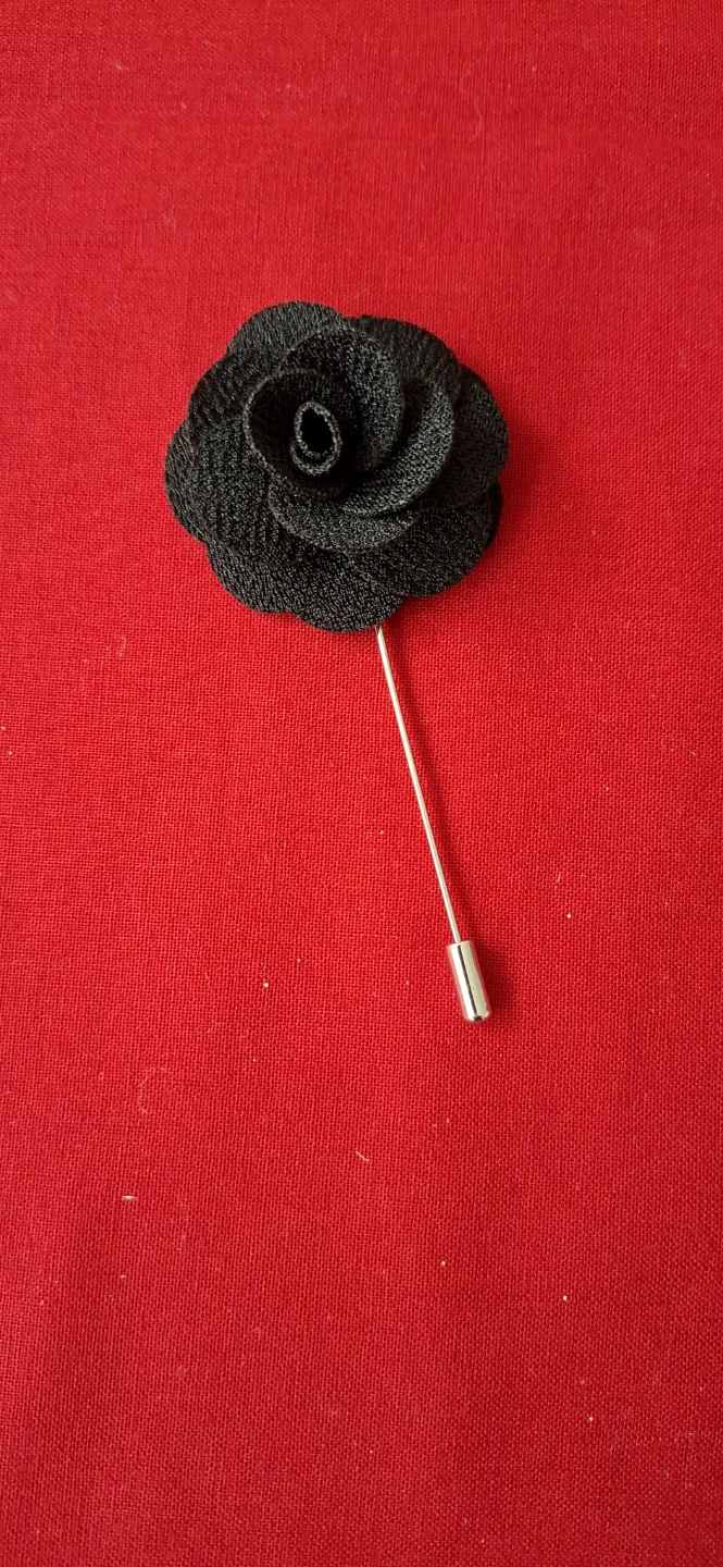 Black Fabric Rose Lapel Pin with Box - photo 3