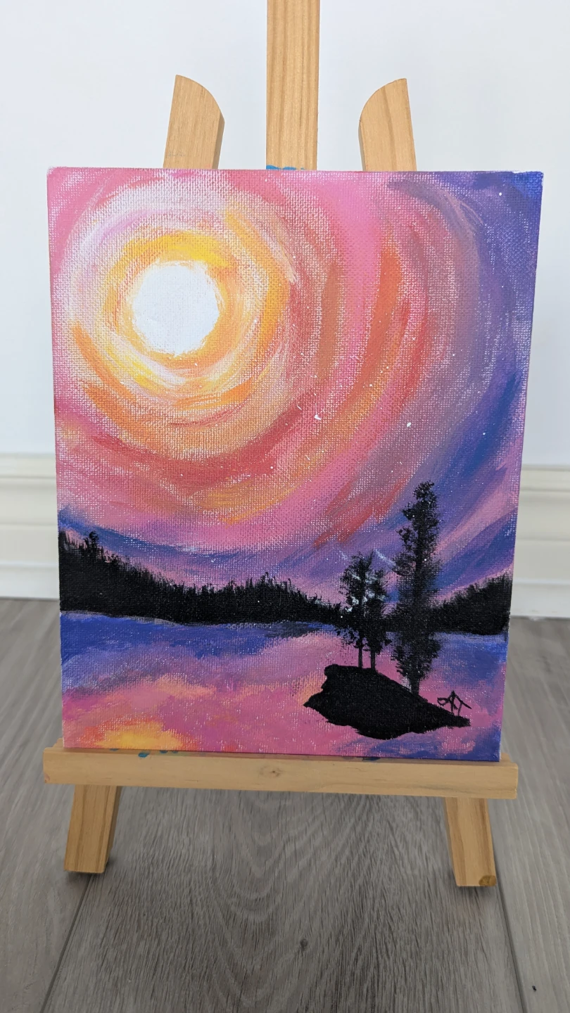 Hand-Painted Canvas Art - Sunset Lake Landscape 🌱
