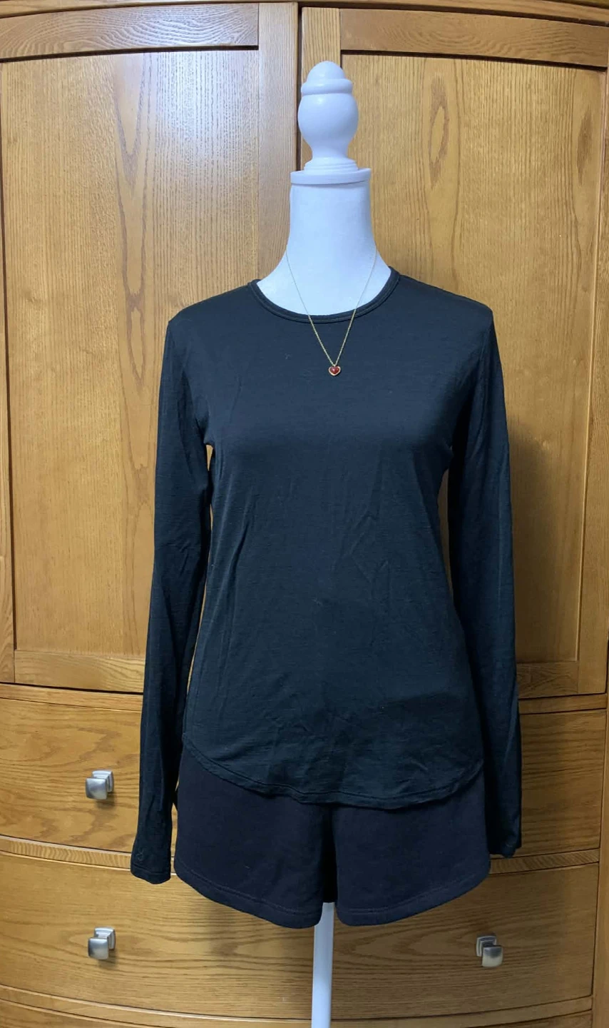 Segments Black 100% Merino Wool Long Sleeve Top XS/TP