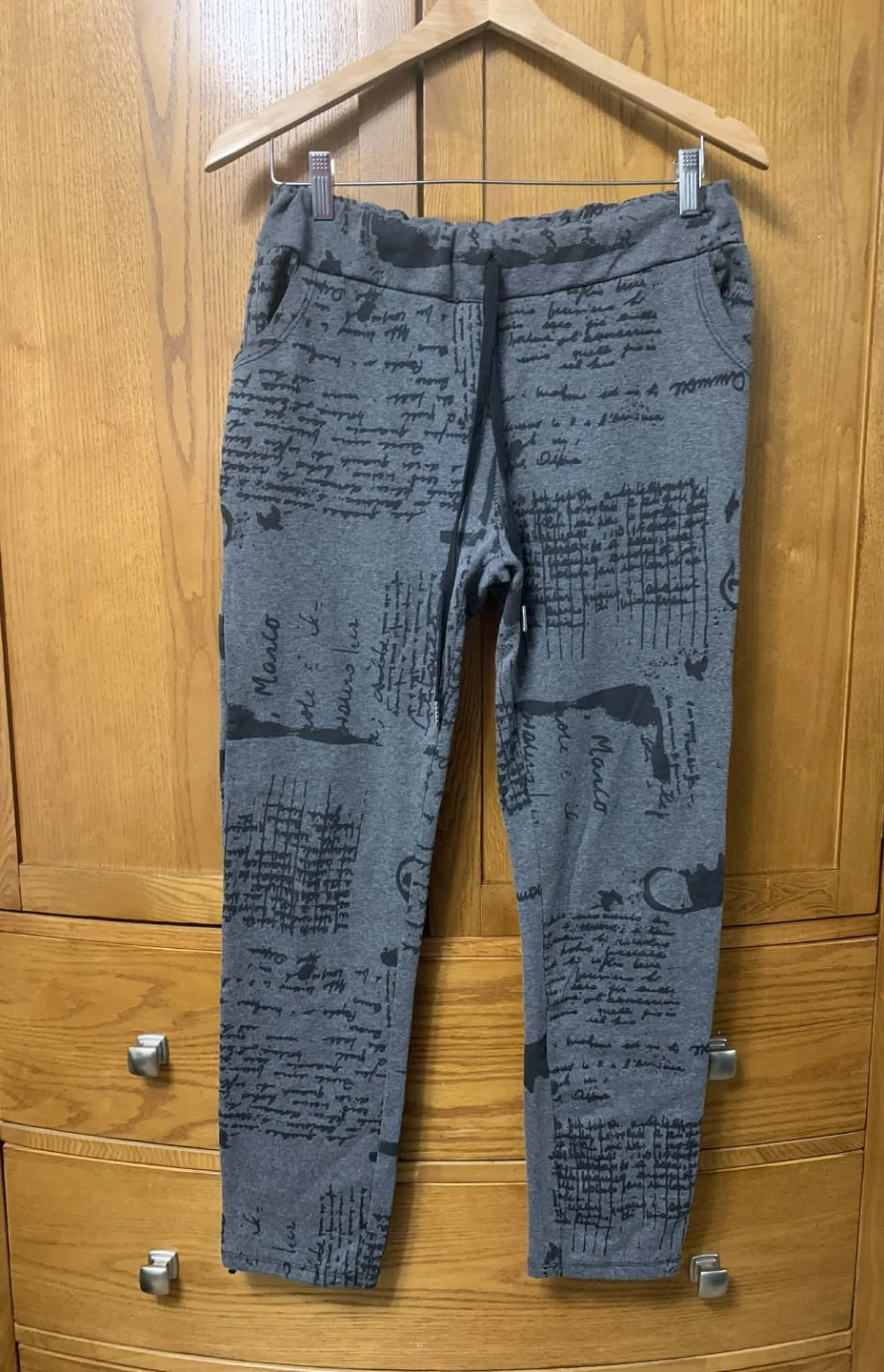 Grey Joggers with Text Print