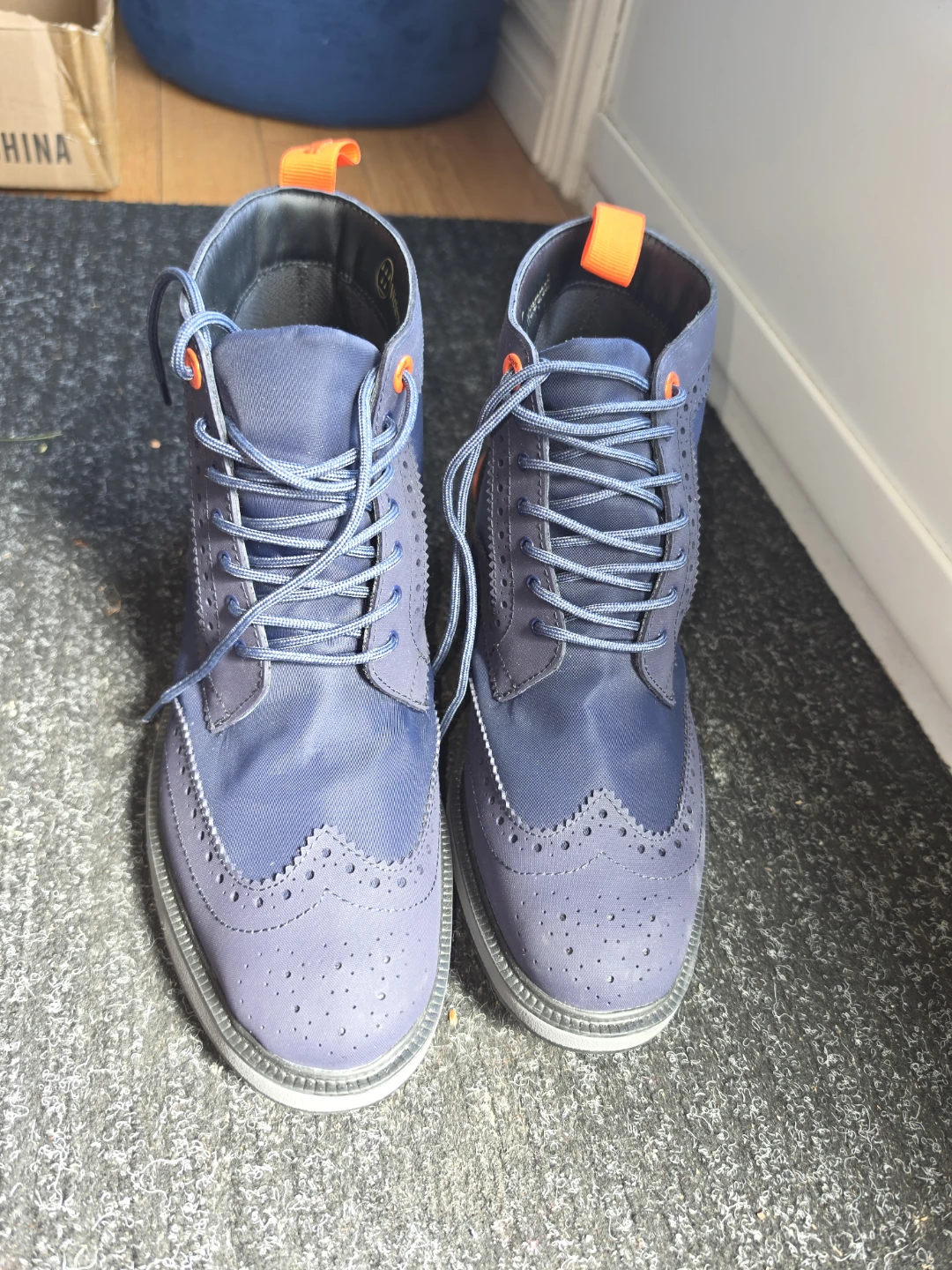 SWIMS Waterproof Brogue Boots - Blue - Men's Size 8