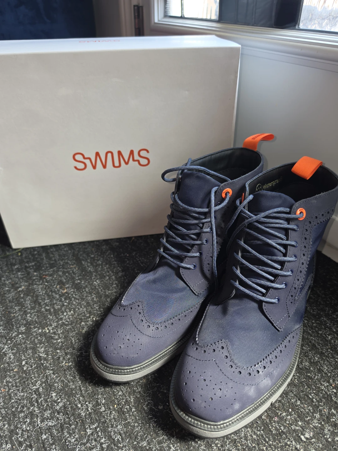 SWIMS Waterproof Brogue Boots - Blue - Men's Size 8 - photo 2