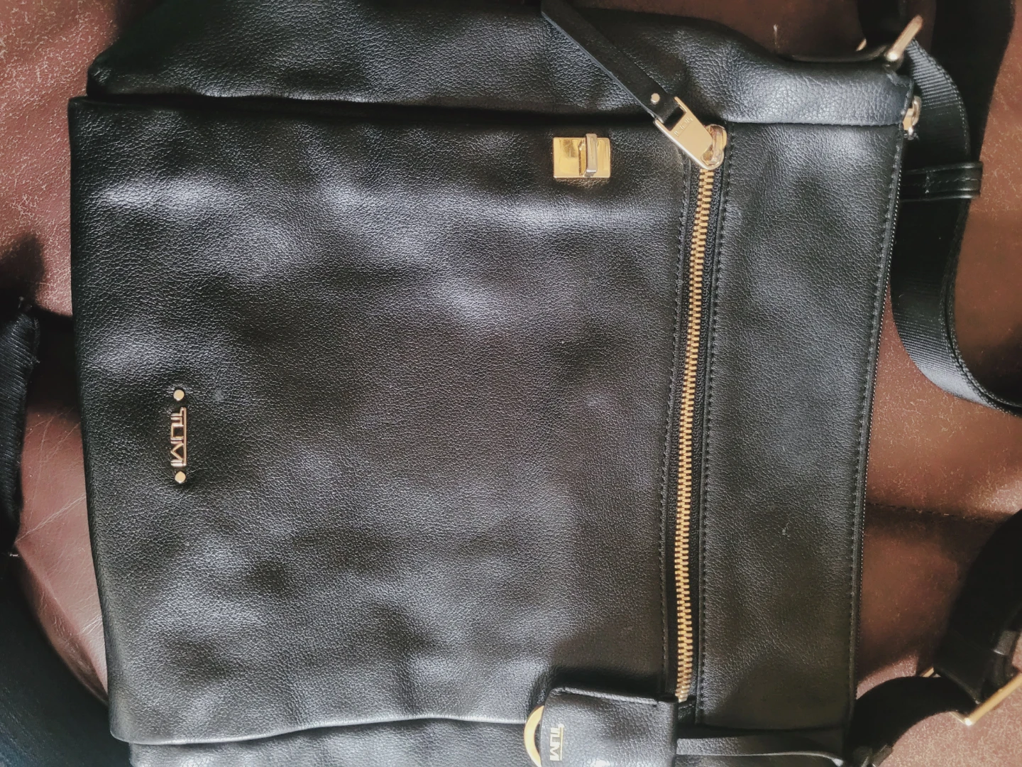Tumi Black Leather Crossbody Bag