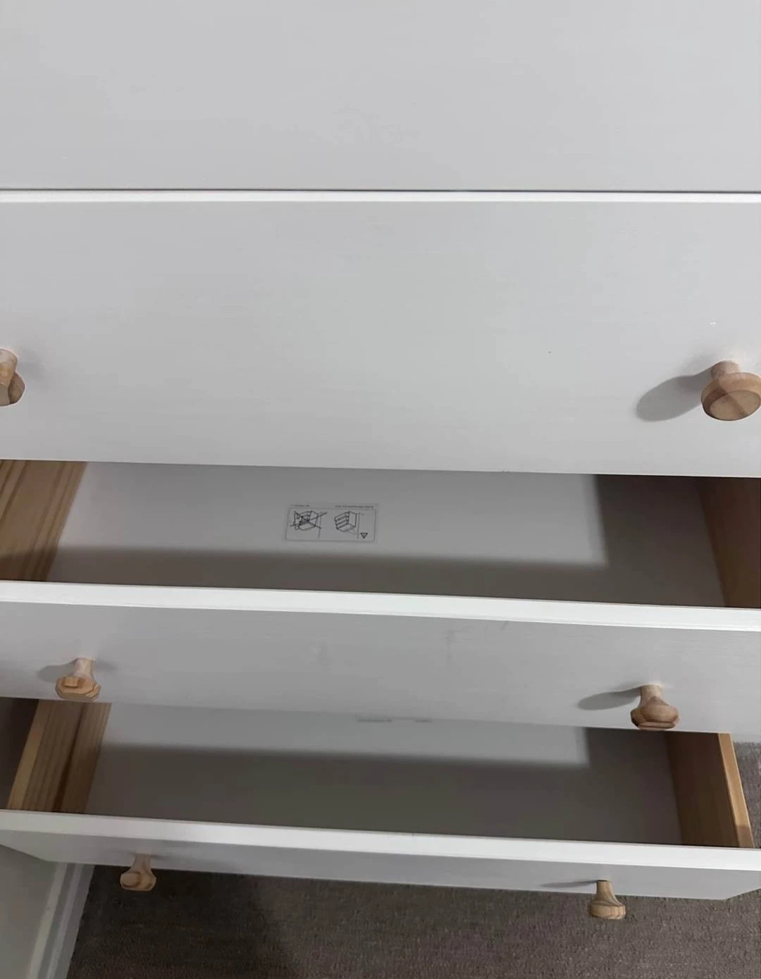 White 6-Drawer Dresser with Wood Knobs - photo 2