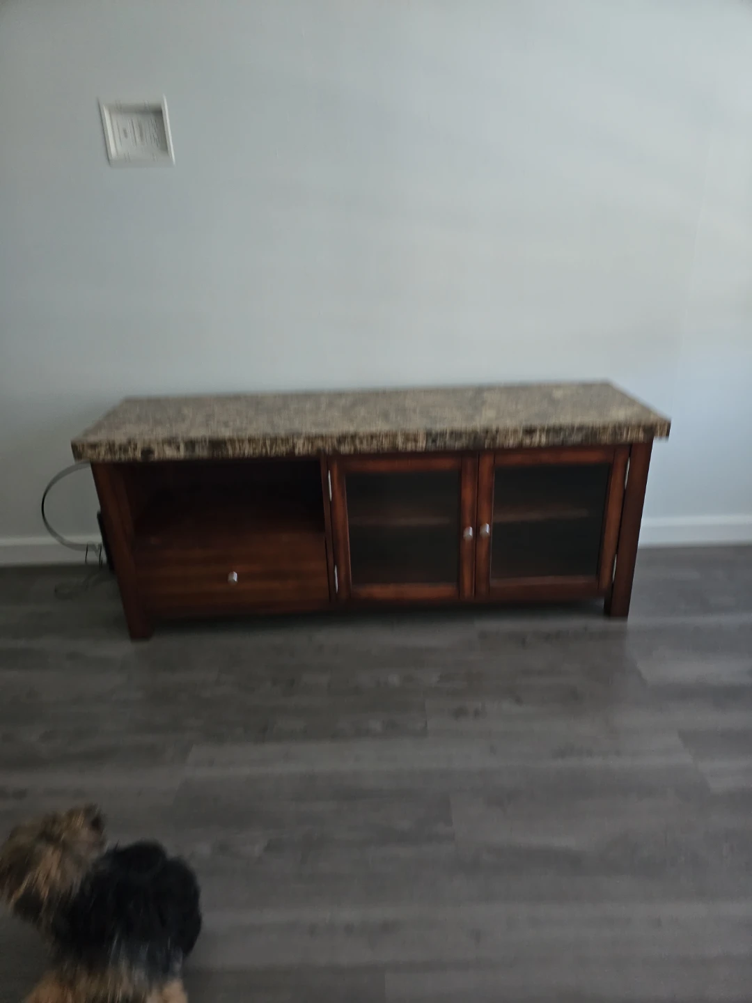 Wood Media Console with Faux Marble Top - photo 4