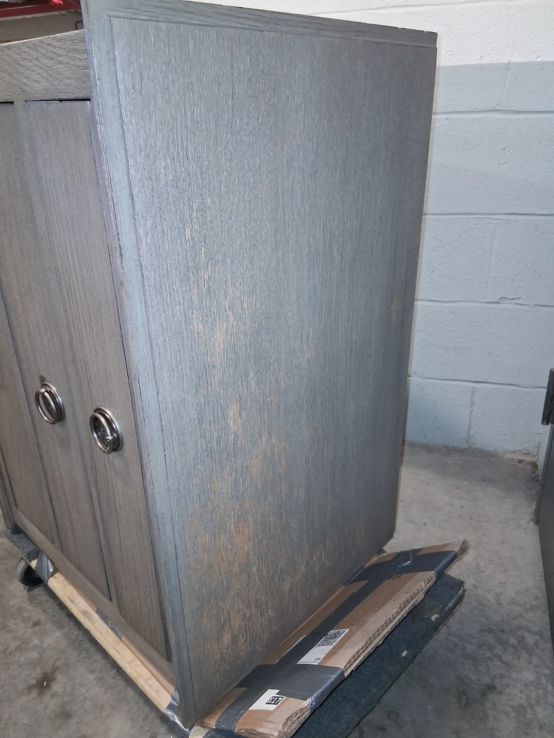 Gray 3-Door Cabinet with Silver Ring Pulls - photo 4