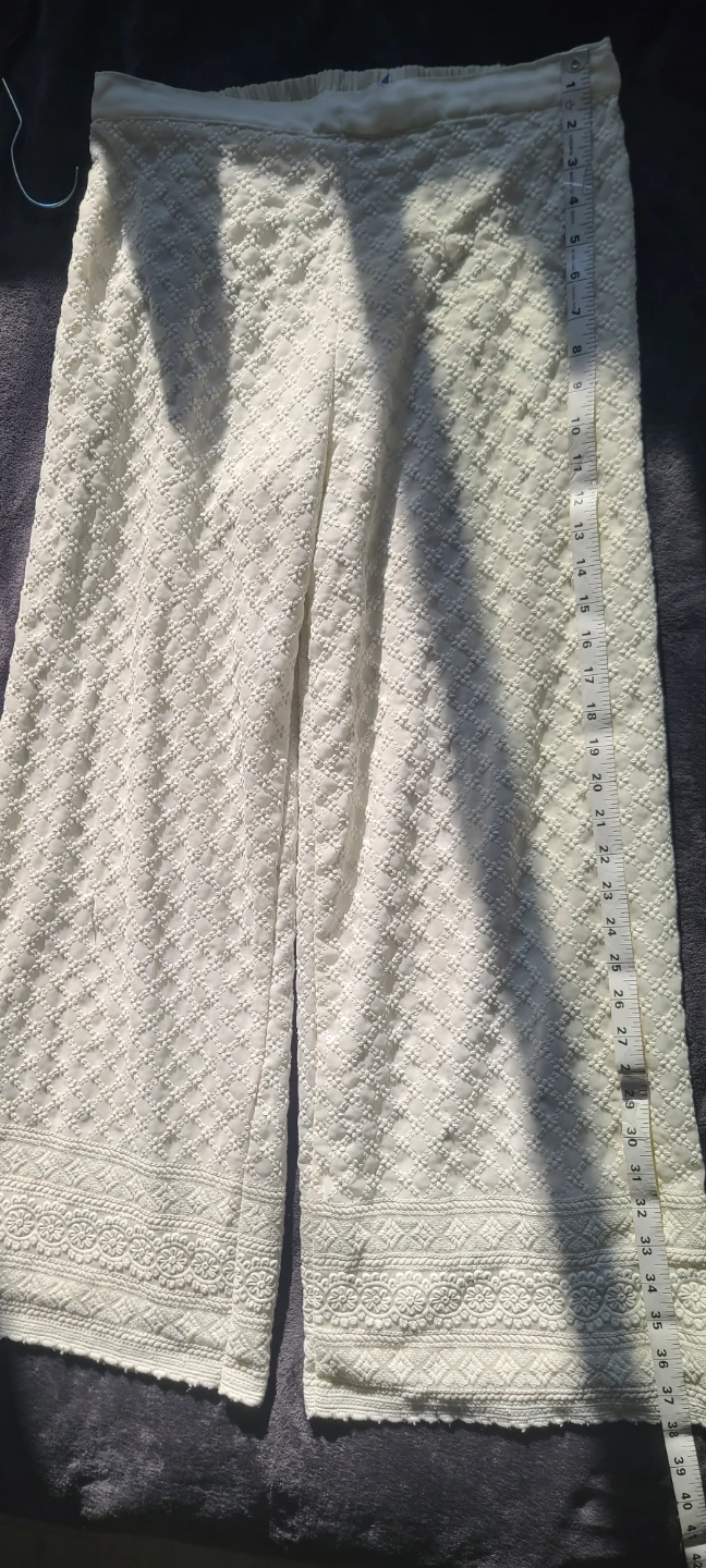 White Embroidered Palazzo Pants