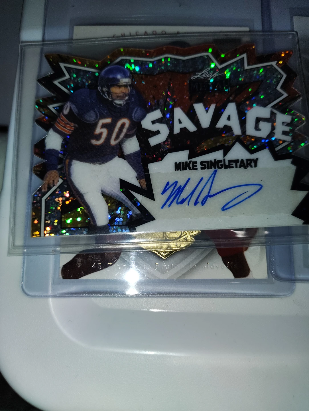 Mike Singletary Autographed "Savage" Football Card 5/10