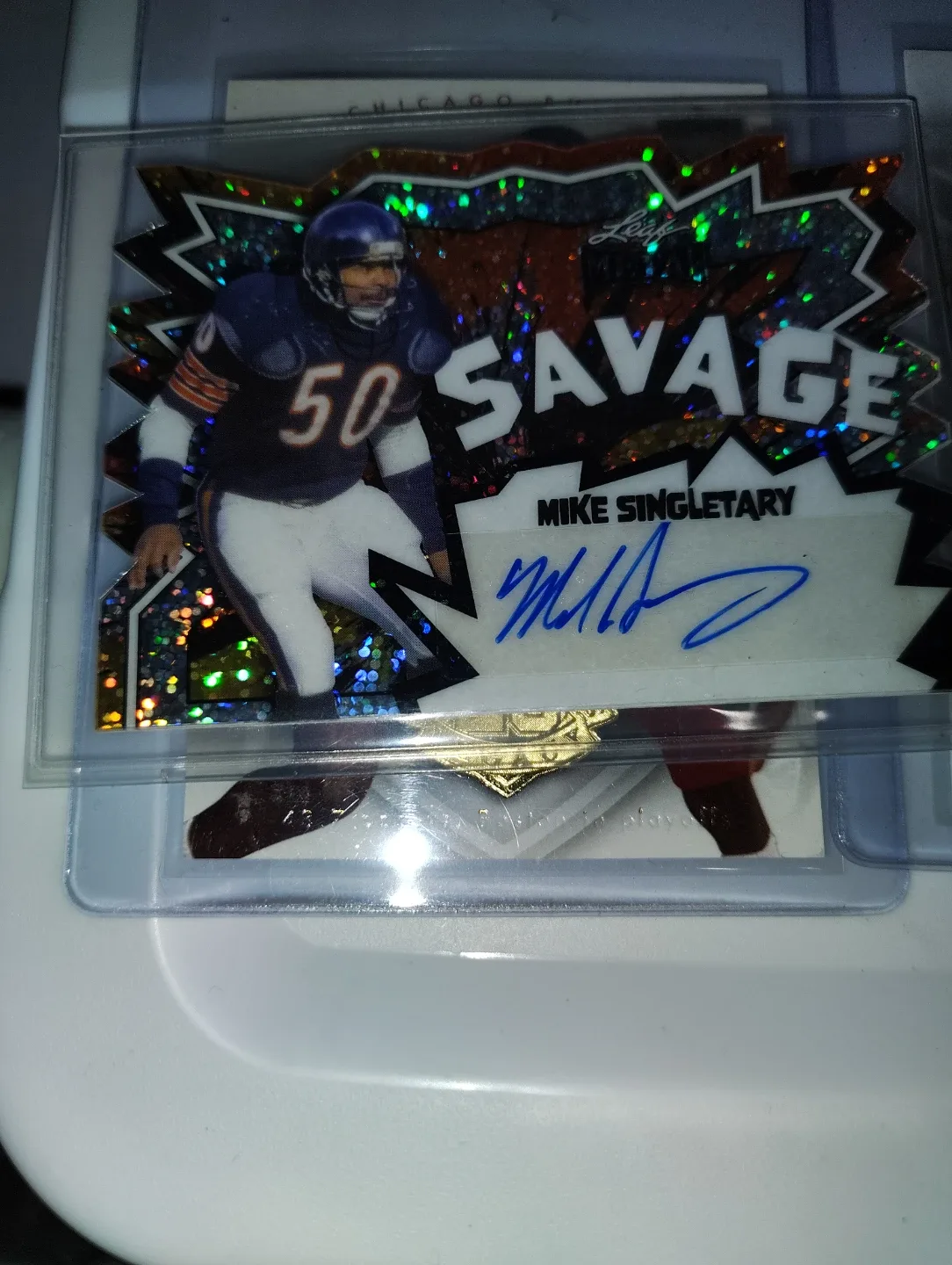 Mike Singletary Autographed "Savage" Football Card 5/10
