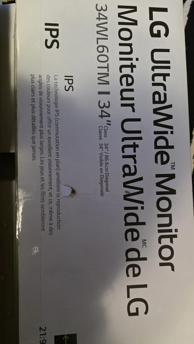34" LG UltraWide Monitor (WFHD/IPS), Original Box Included - photo 2