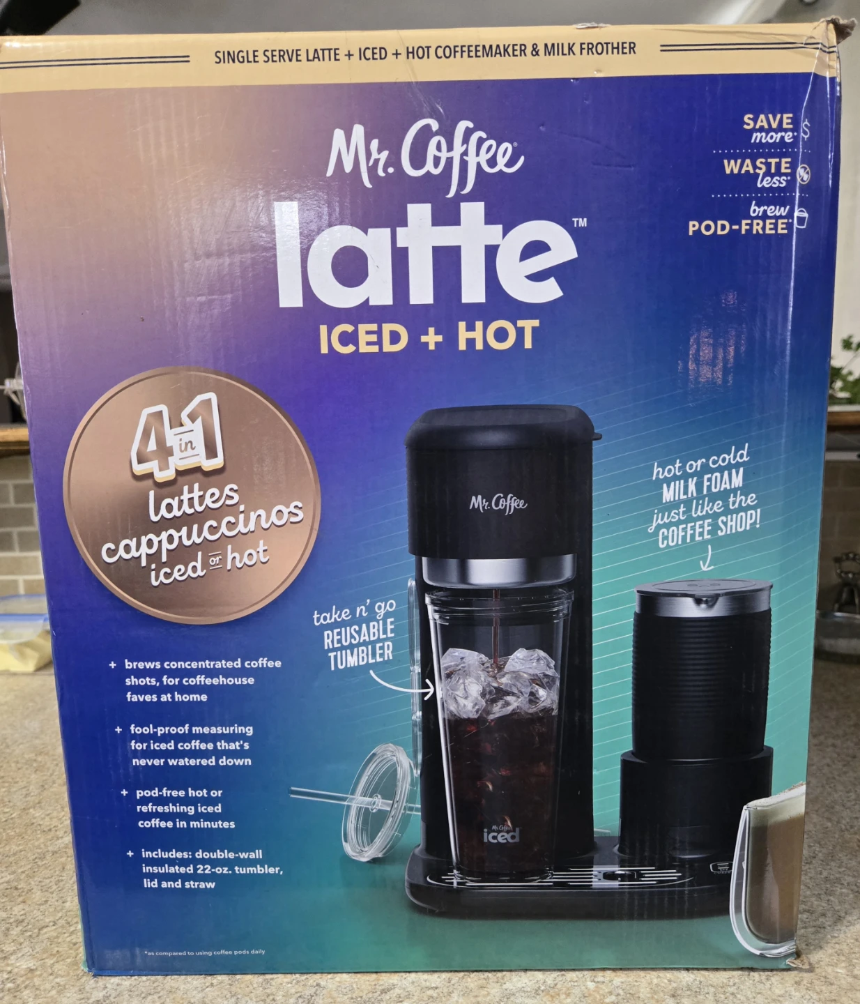 Mr. Coffee Latte Iced + Hot Coffee Maker & Milk Frother
