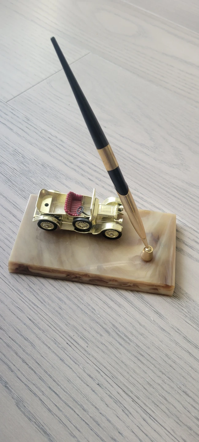 Gold Vintage Car Pen Holder Desk Accessory