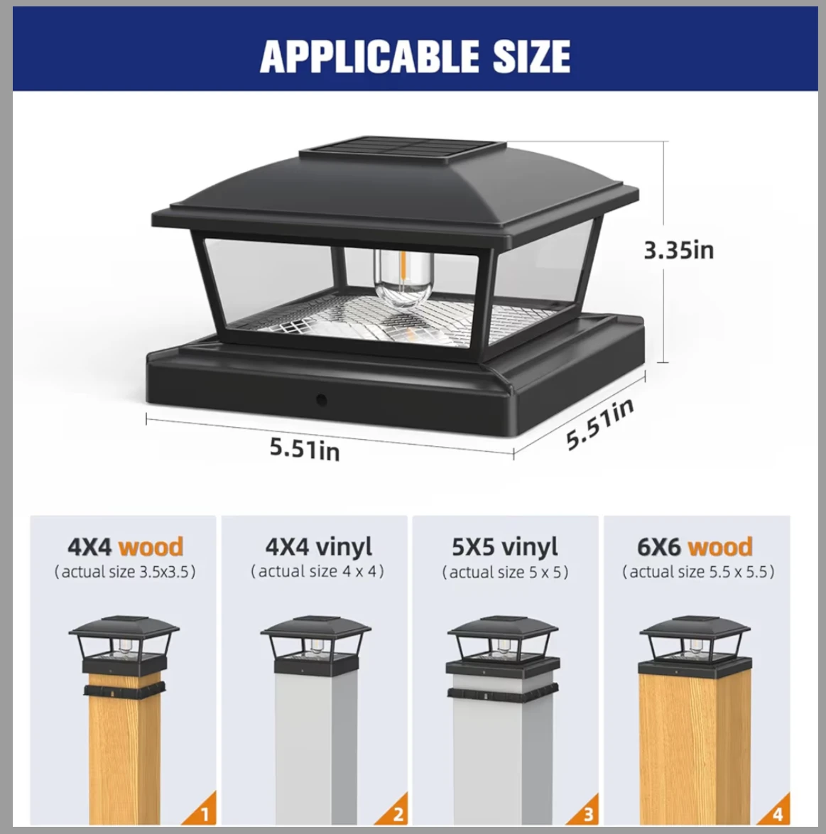 8 Pack Black Solar Post Cap Lights - photo 5