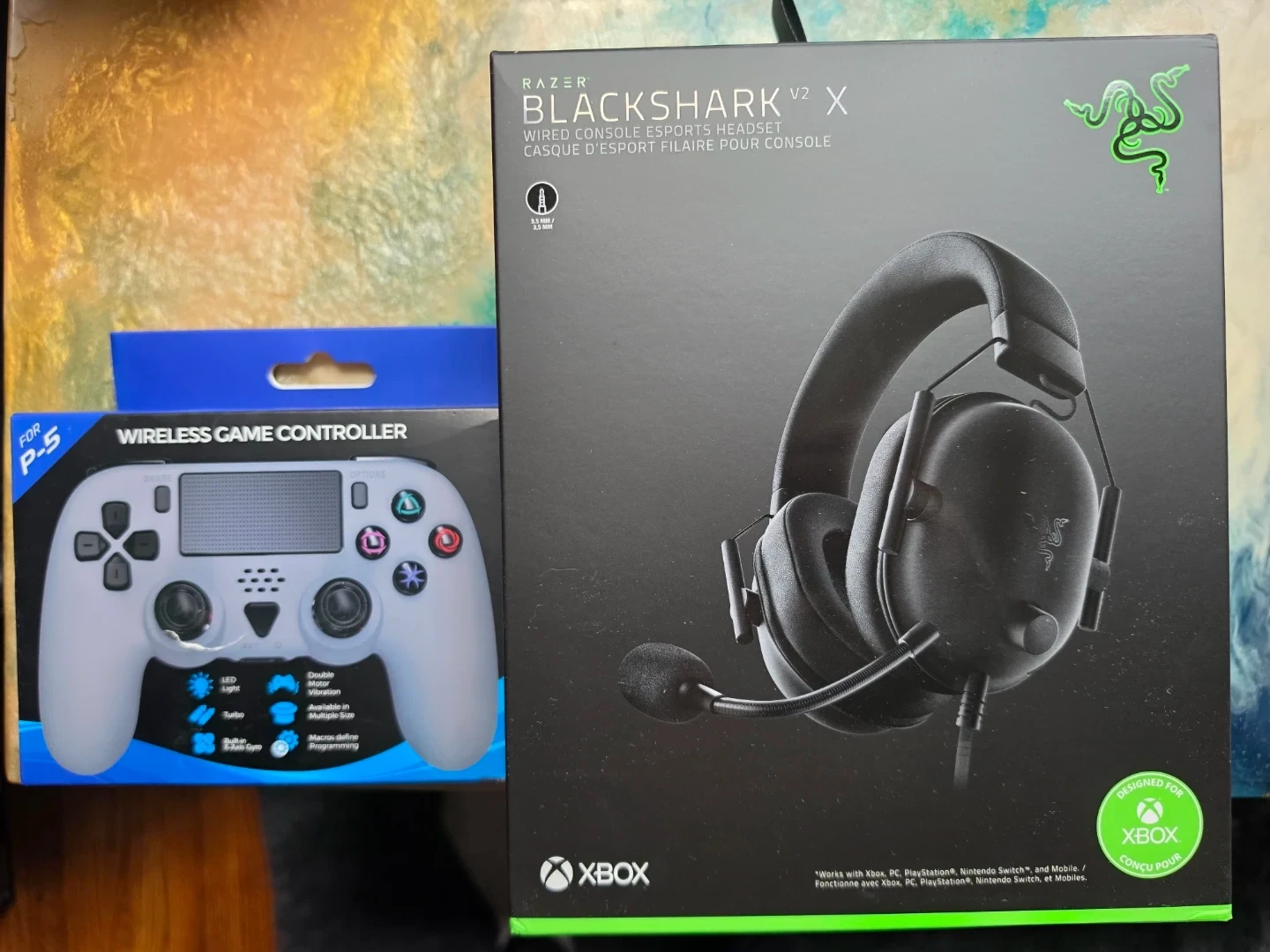 Razer Blackshark V2 X Wired Headset and wireless controller