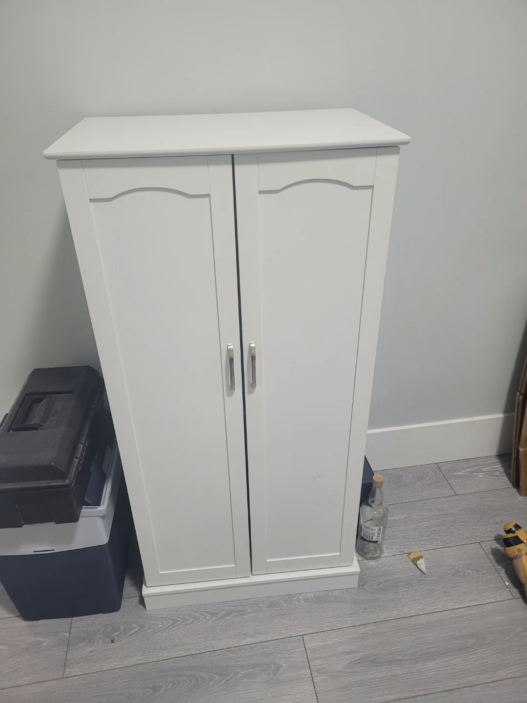 White Storage Cabinet with Doors - photo 2
