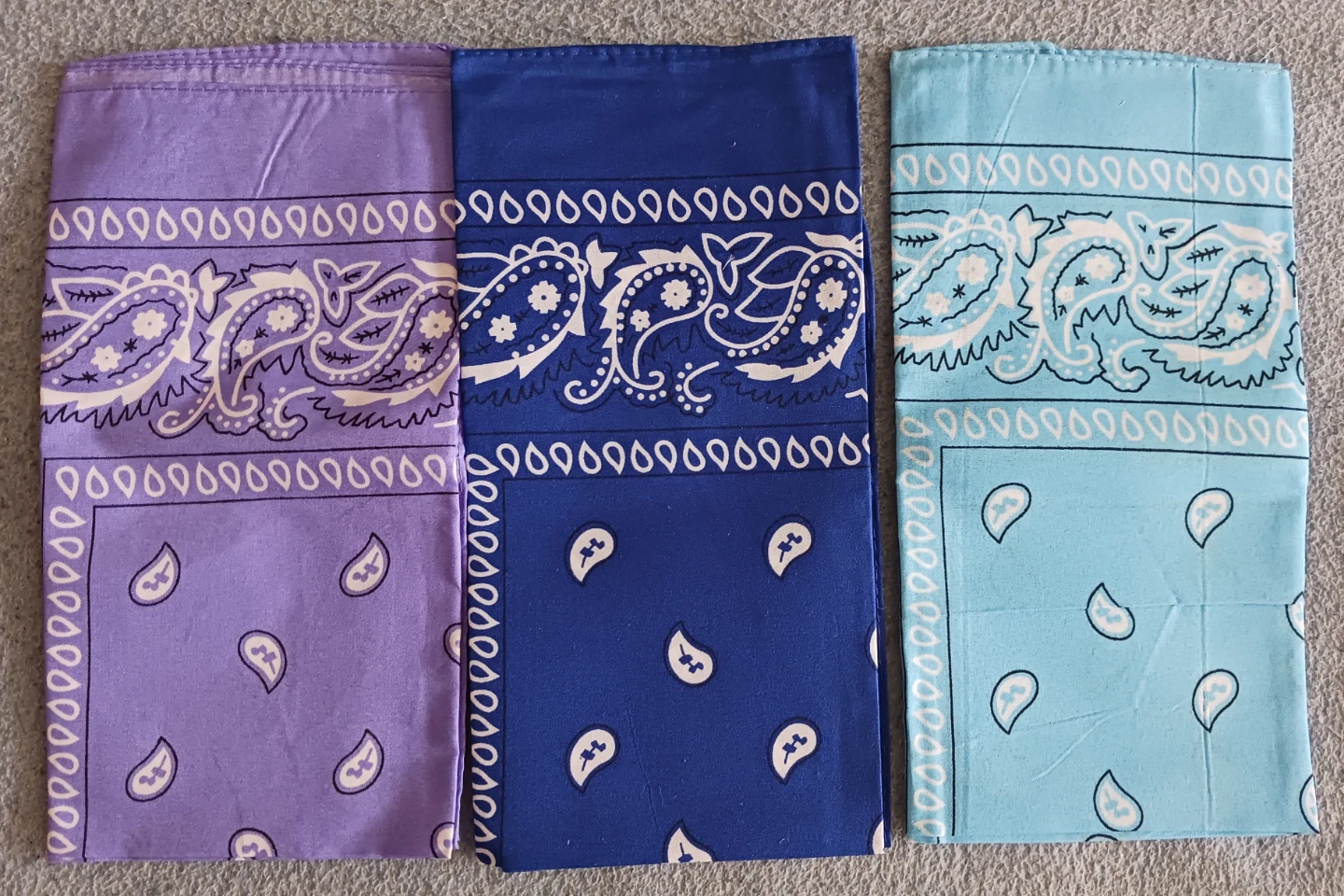 Set of 3 Blue Paisley Bandana