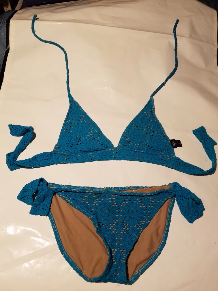 Mossimo Turquoise Crochet Bikini Swimsuit