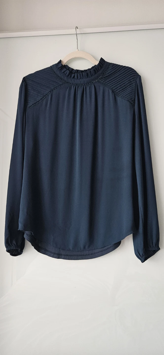 LOFT Dark Teal Mock Neck Blouse - Size Medium
