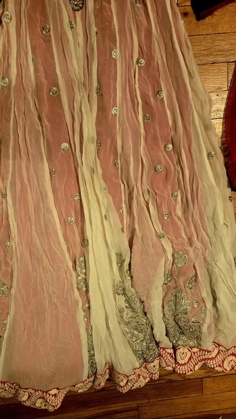 Embellished Black and Pink Anarkali Dress with Red Dupatta - photo 3