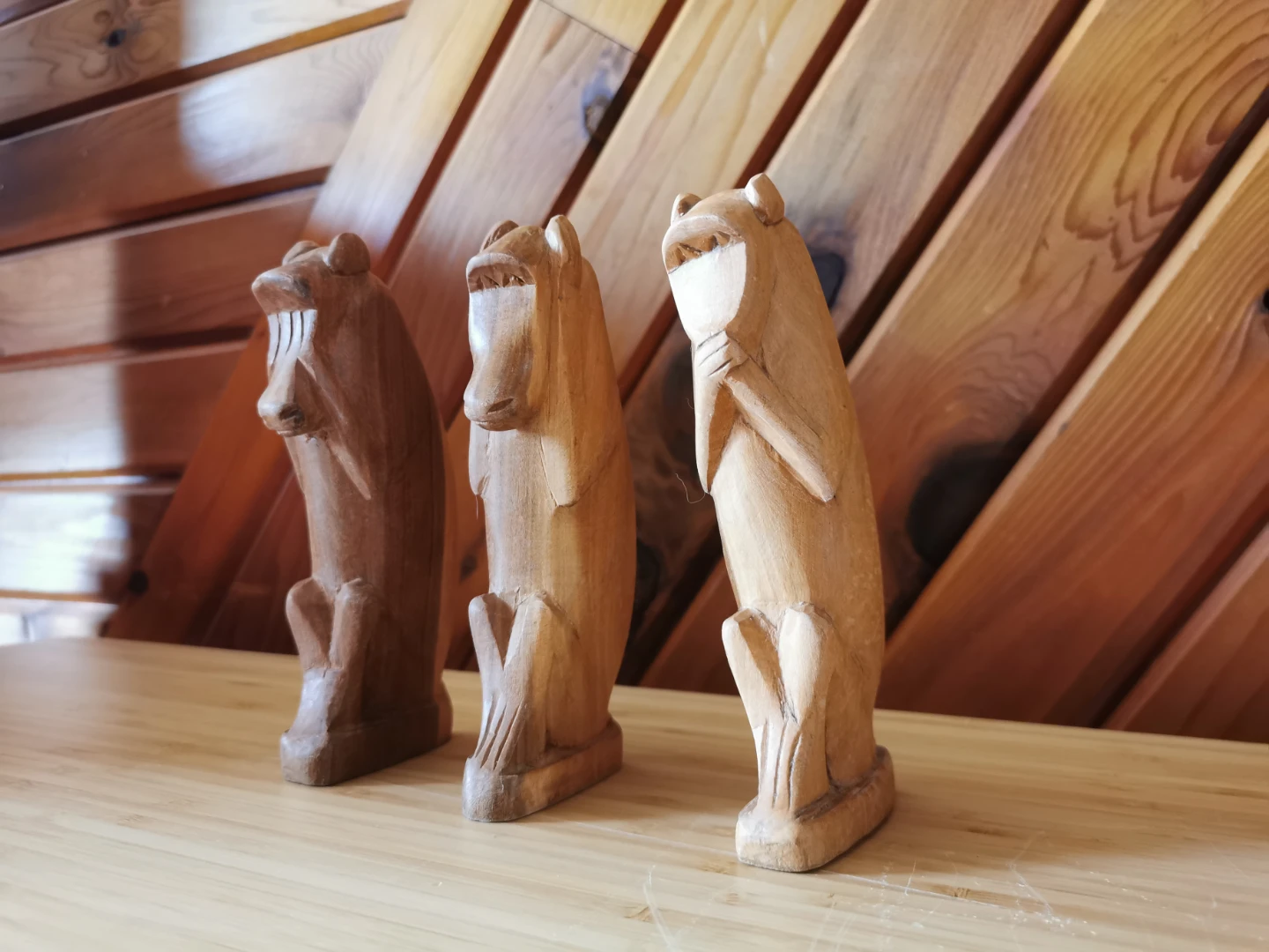 Vintage Hand-Carved Three Wise Monkeys Figurines - photo 3