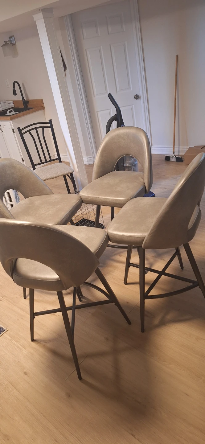 Set of 4 Grey Faux Leather Chairs