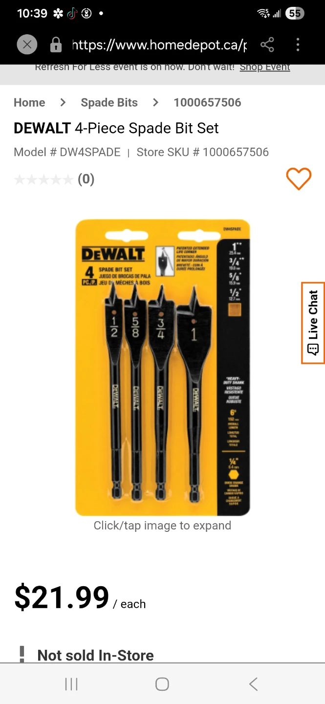 DEWALT 4-Piece Spade Bit Set