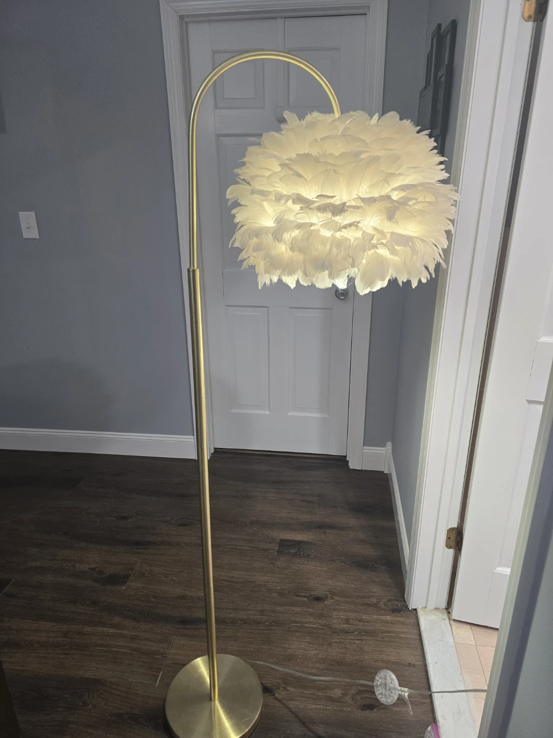 White Feather Arc Floor Lamp