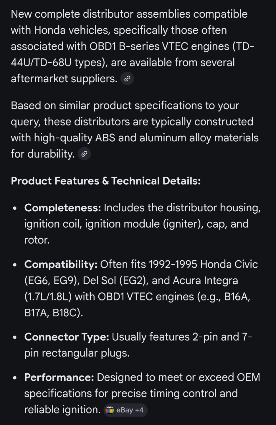 New complete distributor for a Honda. - photo 4