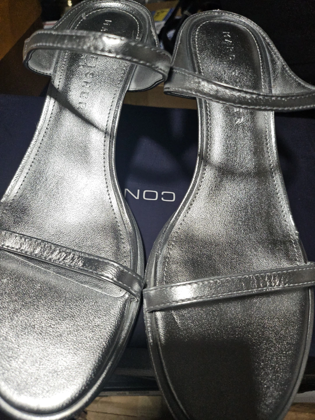 Marc Fisher LTD Silver Leather MLALONDE Sandals