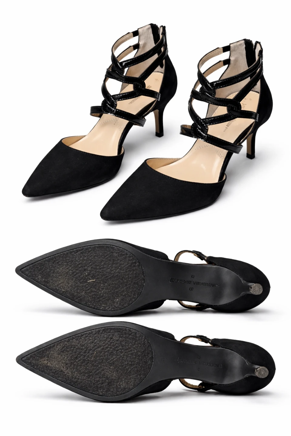 Adrienne Vittadini Black Strappy Heels
