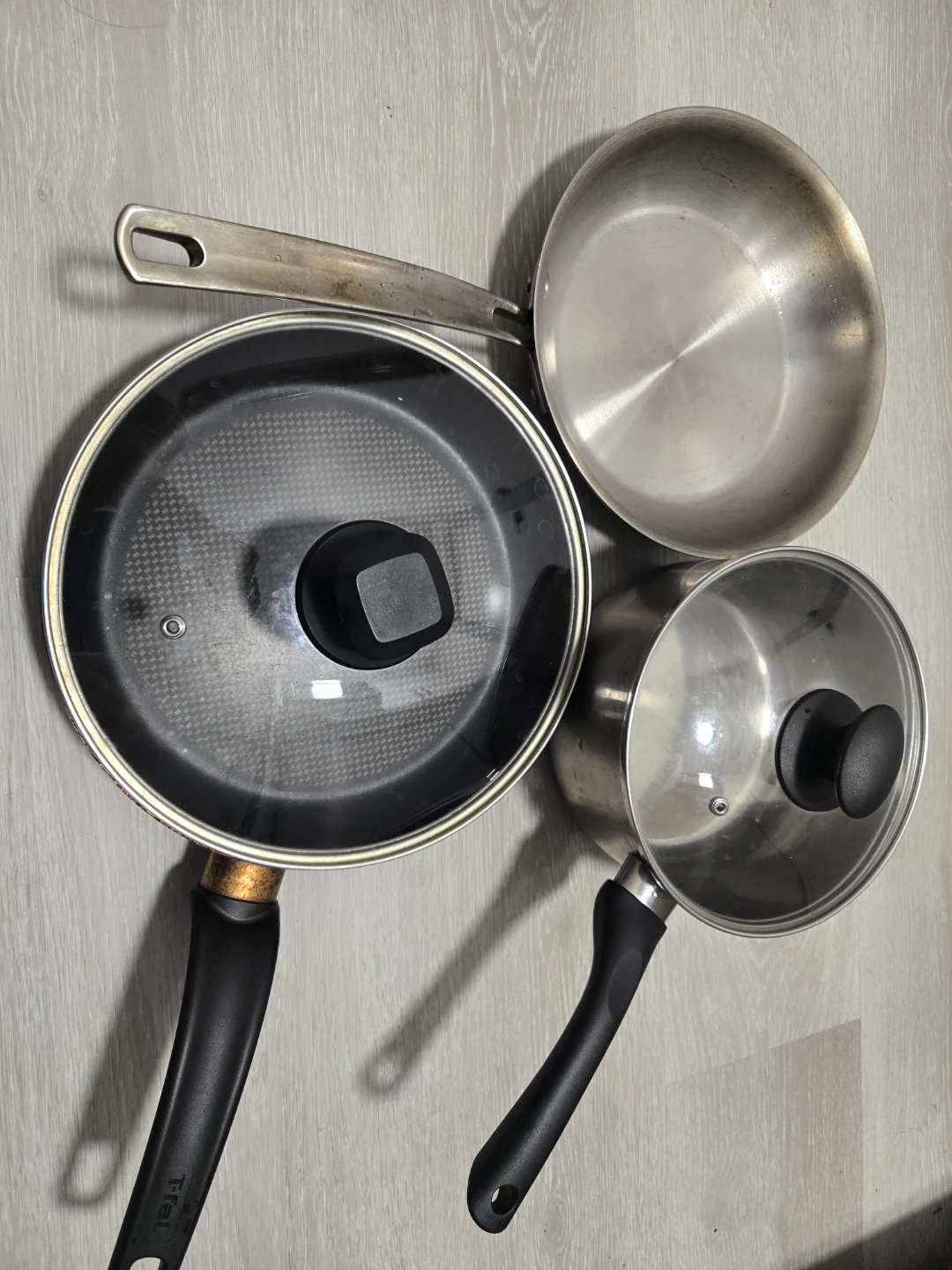 Starter cookware: nonstick + skillet + saucepan
