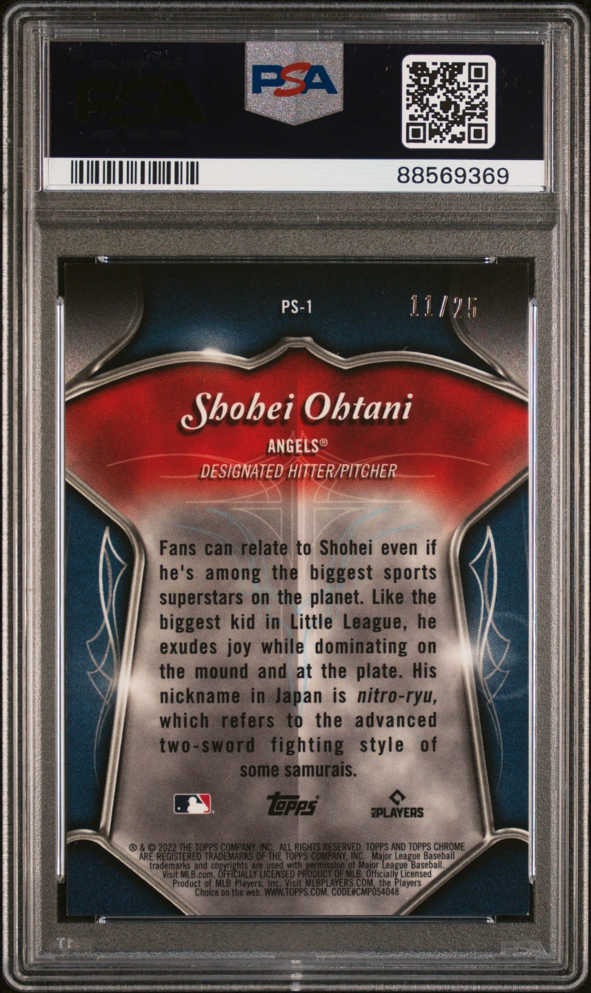 2022 Topps Chrome Shohei Ohtani Baseball Card PSA 9 - photo 2