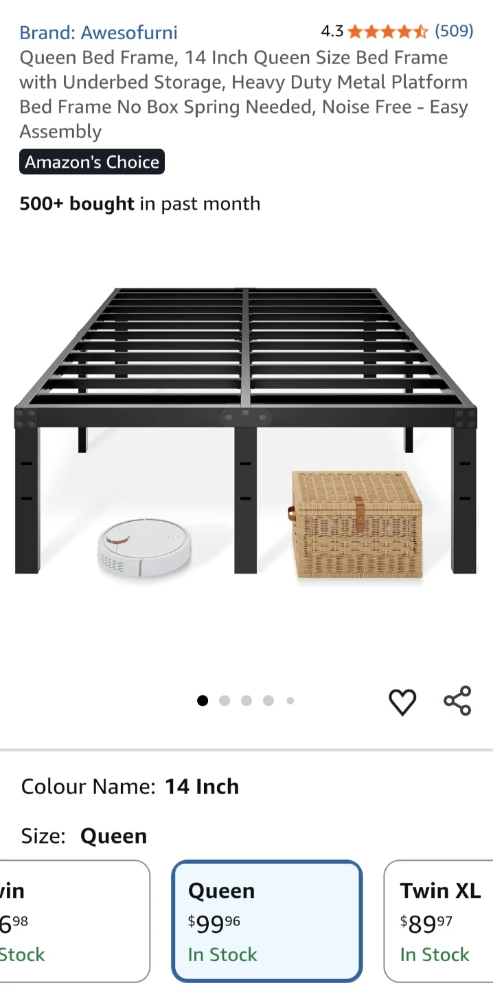 Queen Bed Frame and mattress