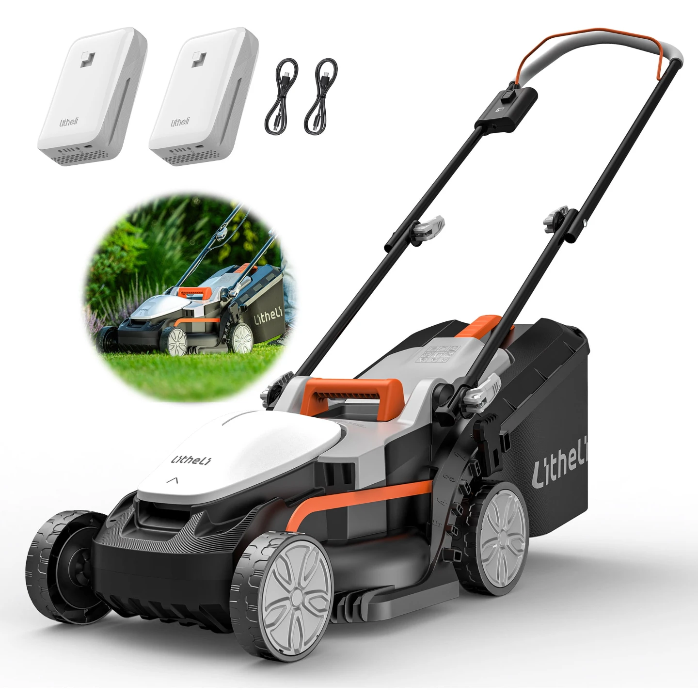 Litheli Cordless Electric Lawn Mower with two batteries - photo 3