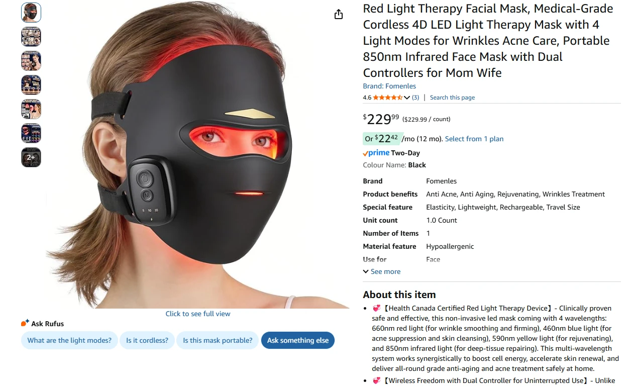 Red Light Therapy Facial Mask Medical Grade - photo 2