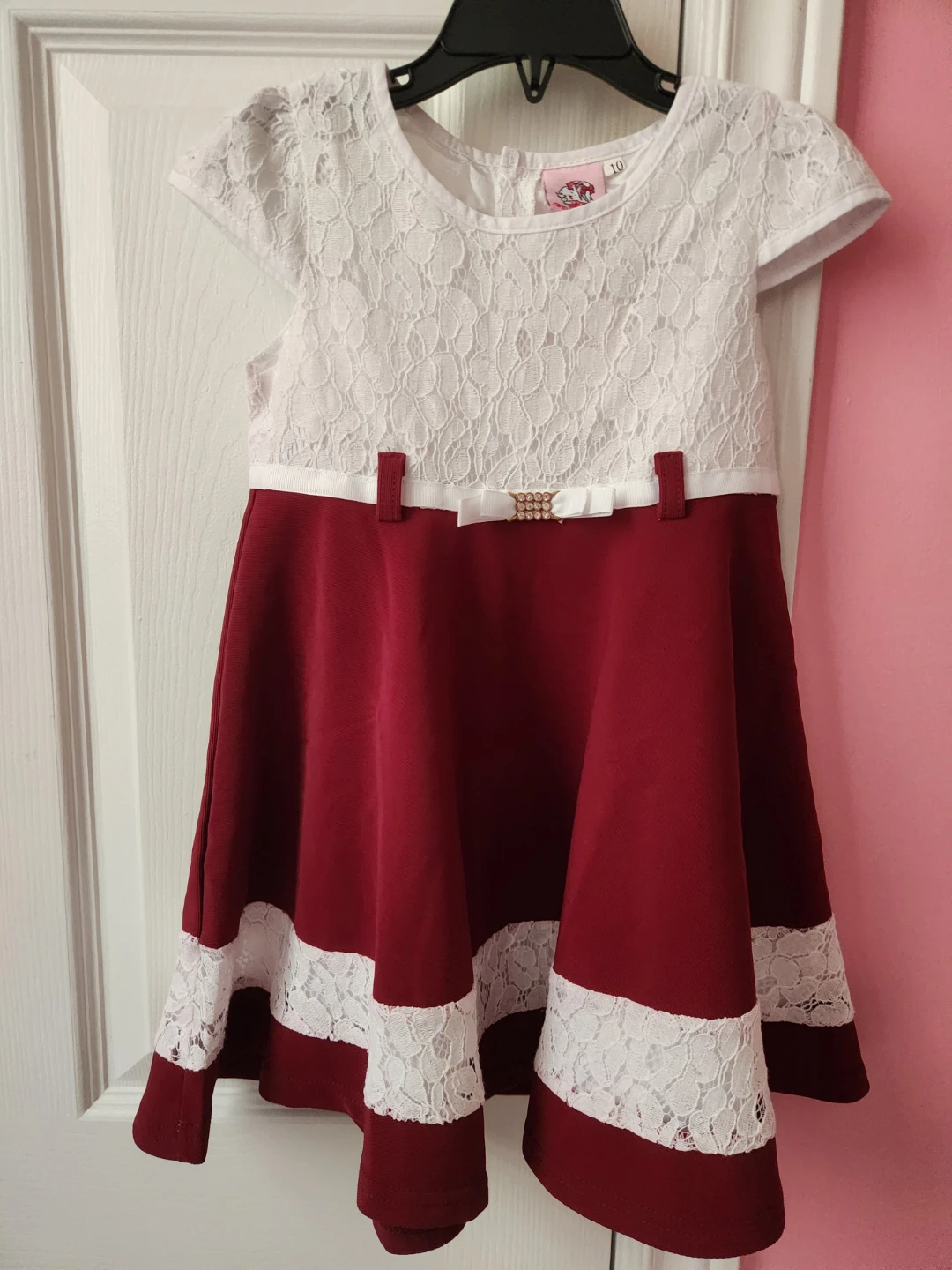 Girls Burgundy Lace Dress