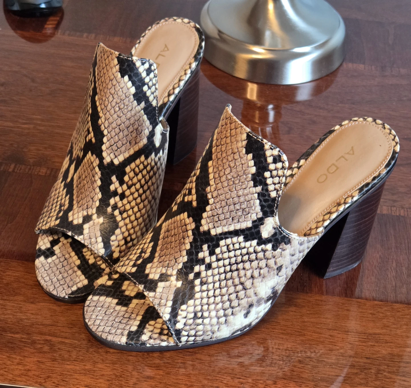 ALDO Snake Print Block Heel Mules - photo 2