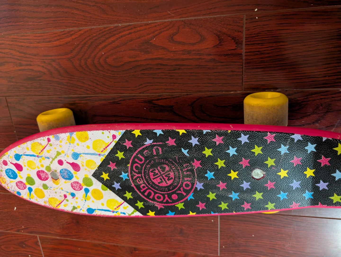 Pink Penny Board Style Skateboard with Star Design - photo 2