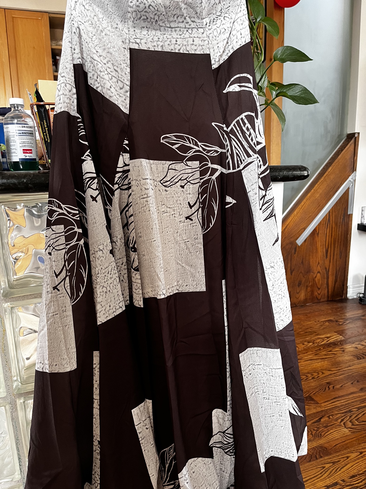 Brown and White Floral Print Skirt - photo 2