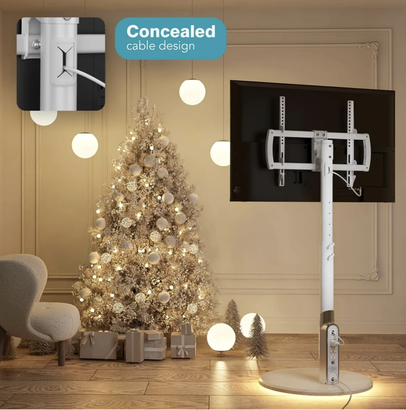 LLDEPLL Floor Mobile TV Stand with Power Outlet - photo 2