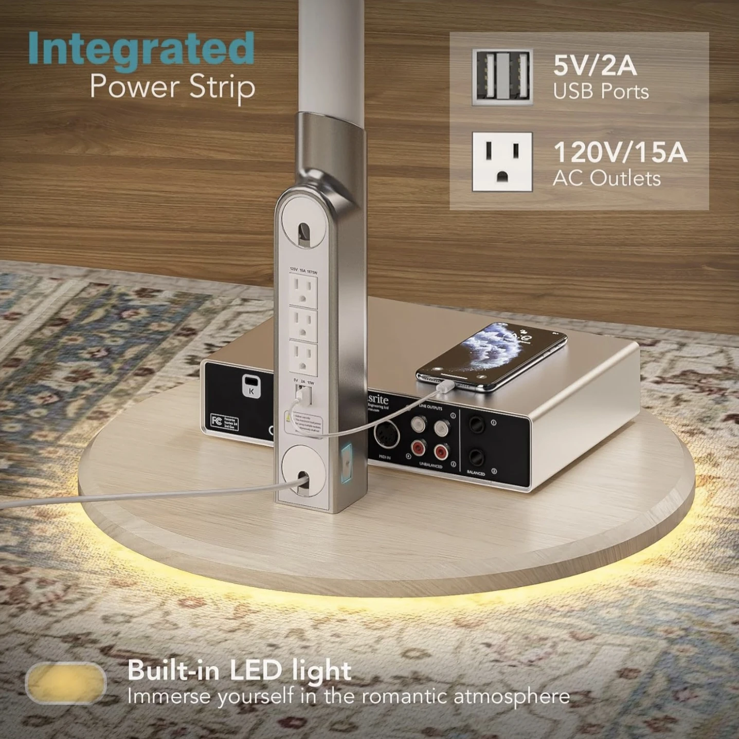 LLDEPLL Floor Mobile TV Stand with Power Outlet - photo 3