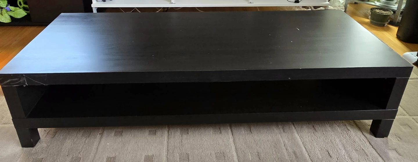 Black Coffee Table with Storage Shelf - photo 2