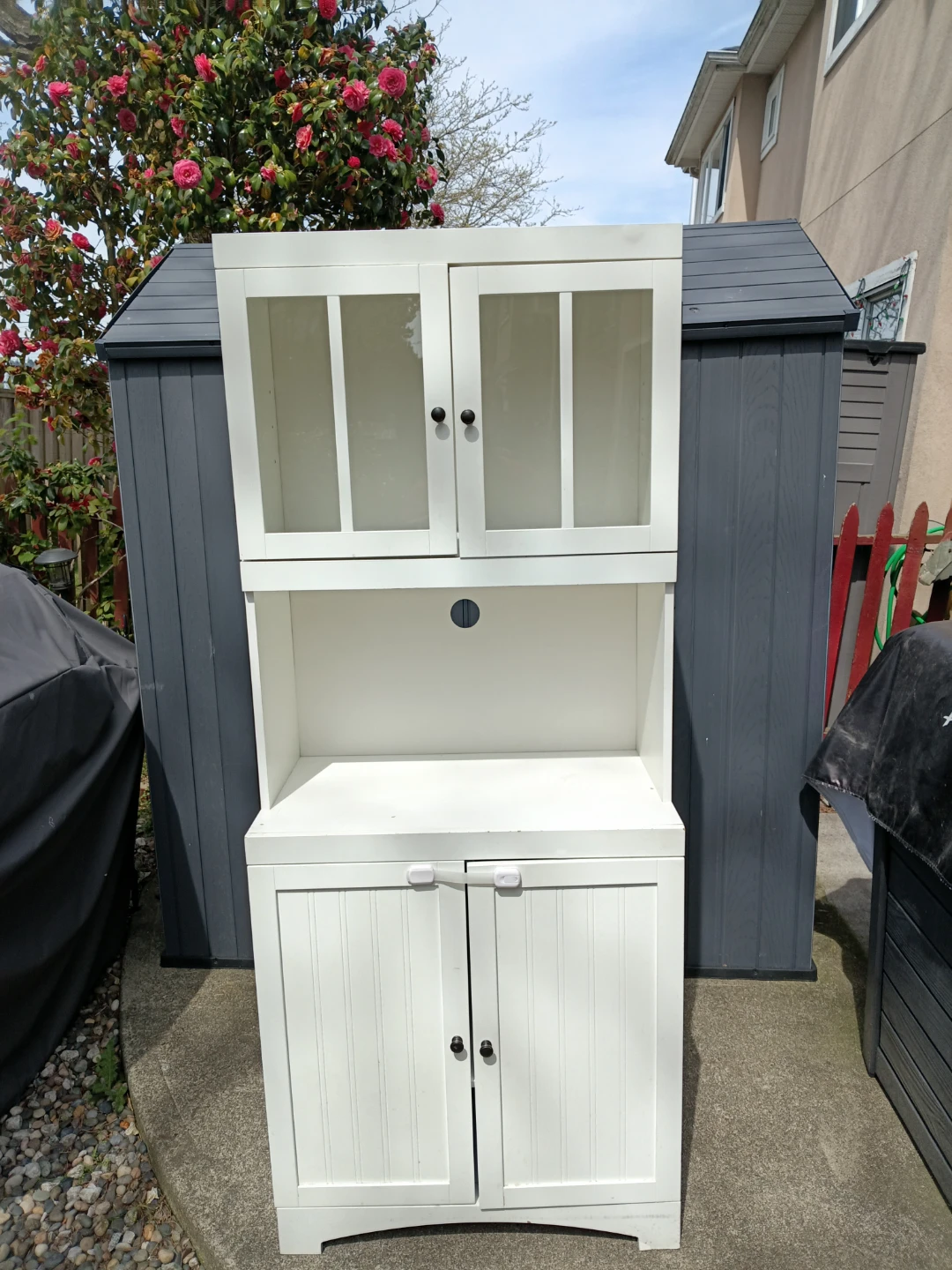 White Display Cabinet with Glass Doors